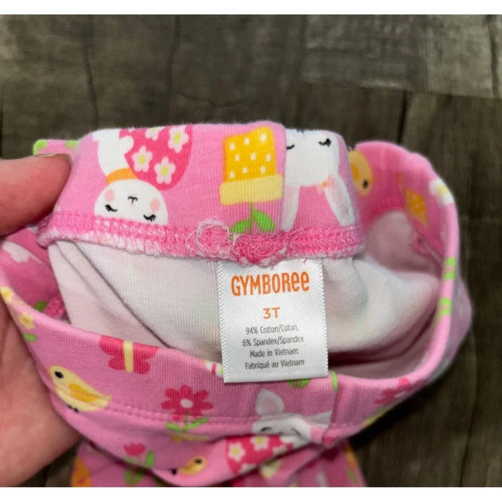Gymboree Girls 3T Easter Outfit Pink Bunny‎ Egg Basket Shirt and Leggings Set
